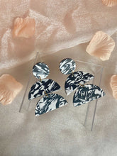 Load image into Gallery viewer, Black & White Marbled Dangles